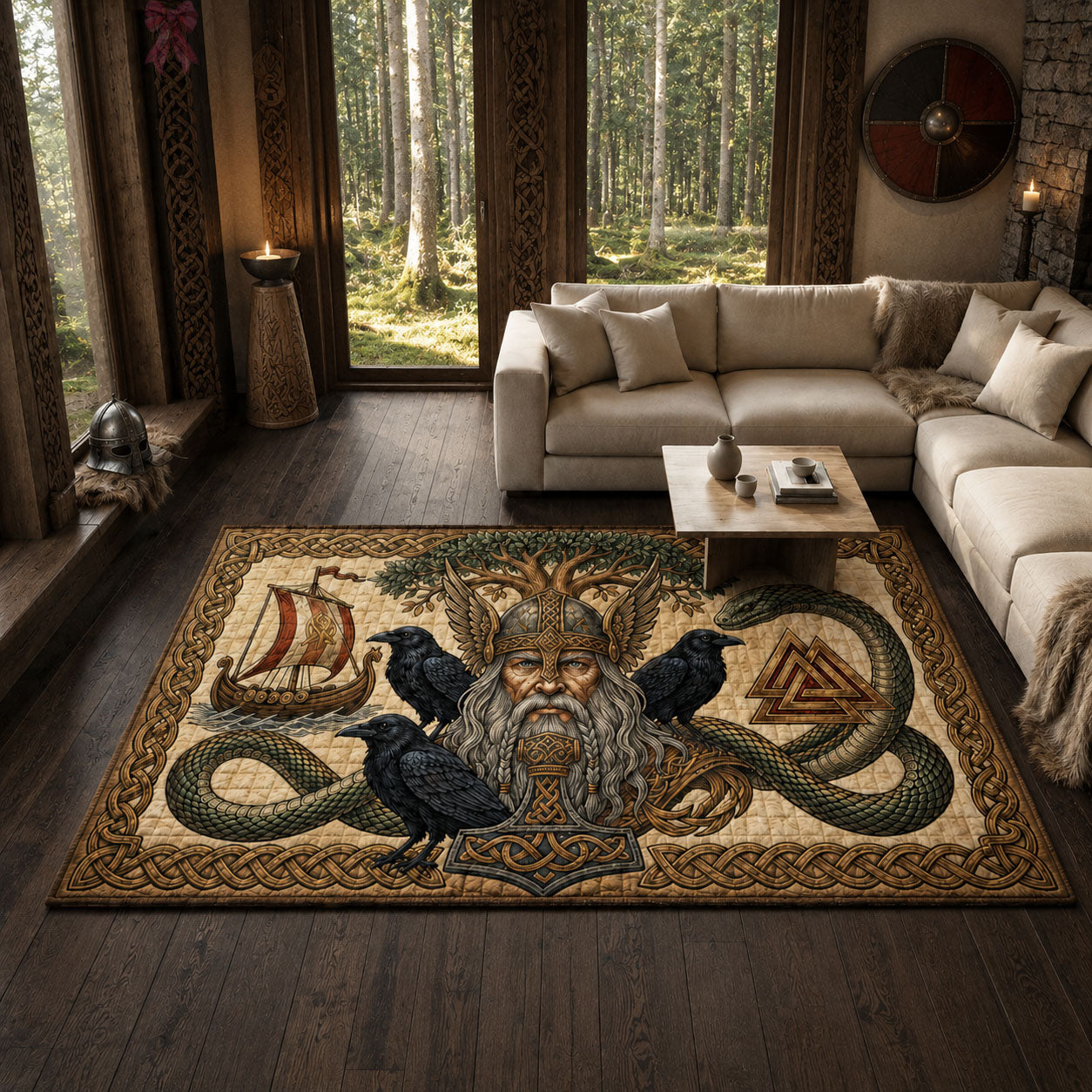 Odin Lord Of Ravens Area Rug GFTOHNL1728