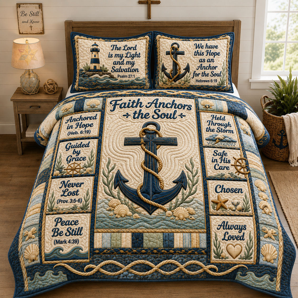 Anchored Hope 3-Piece Quilted Bedding Set GFTOHNL1748
