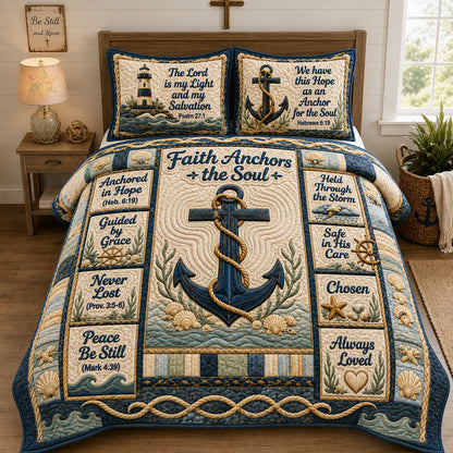 Anchored Hope 3-Piece Quilted Bedding Set GFTOHNL1748