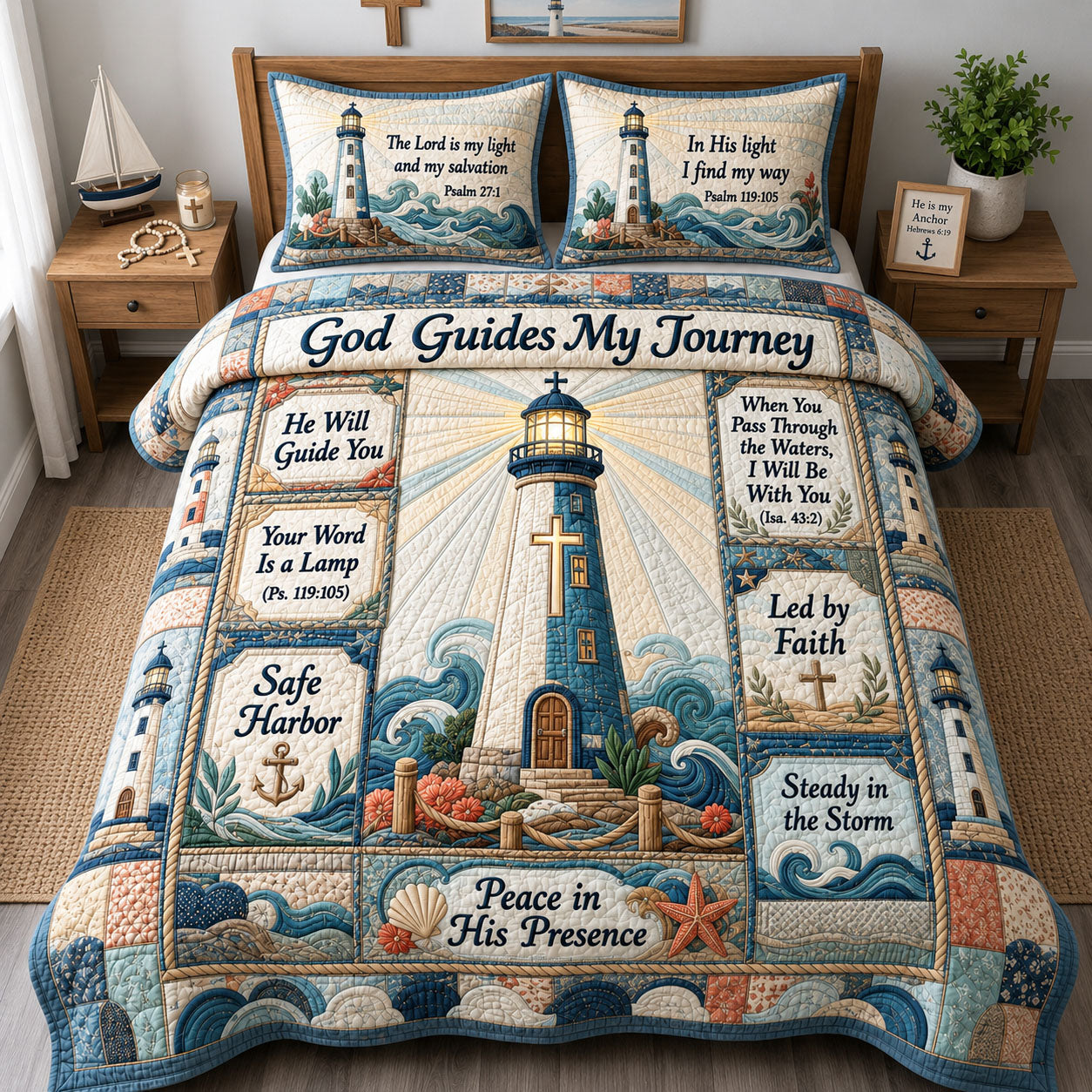 Guiding Light 3-Piece Quilted Bedding Set GFTOHNL1749
