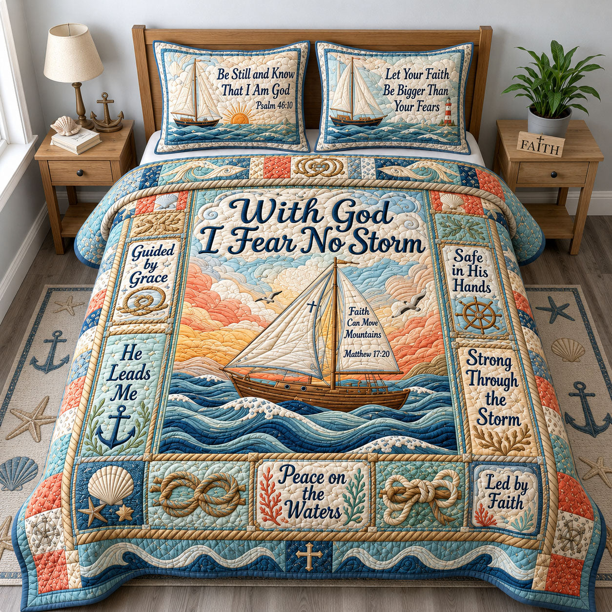 Faithful Voyage 3-Piece Quilted Bedding Set GFTOHNL1752