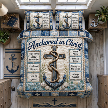 Anchored In Christ 3-Piece Quilted Bedding Set GFTOHNL1754