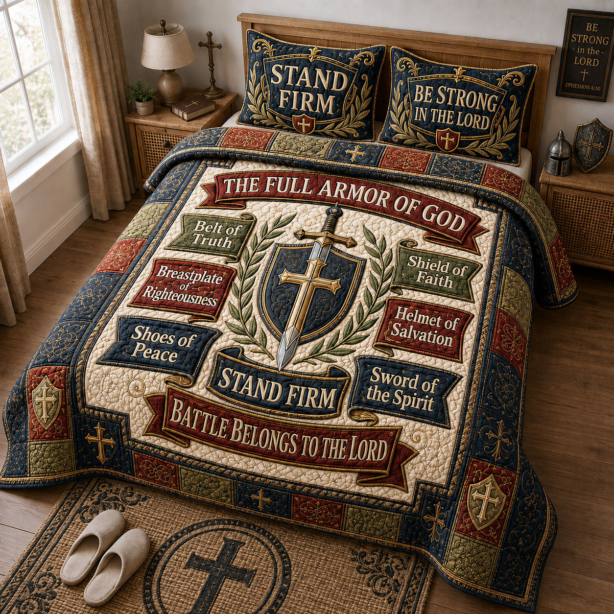 Battle Belongs To God 3-Piece Quilted Bedding Set GFTOHNL1758