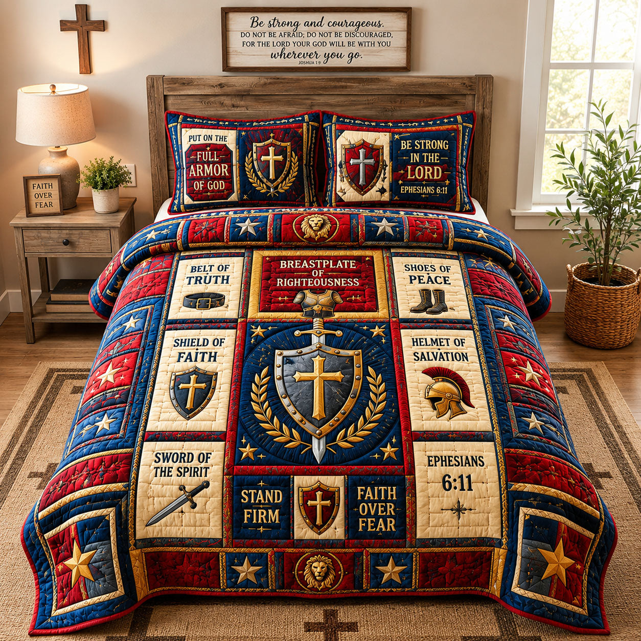 Stand Firm In Faith 3-Piece Quilted Bedding Set GFTOHNL1790
