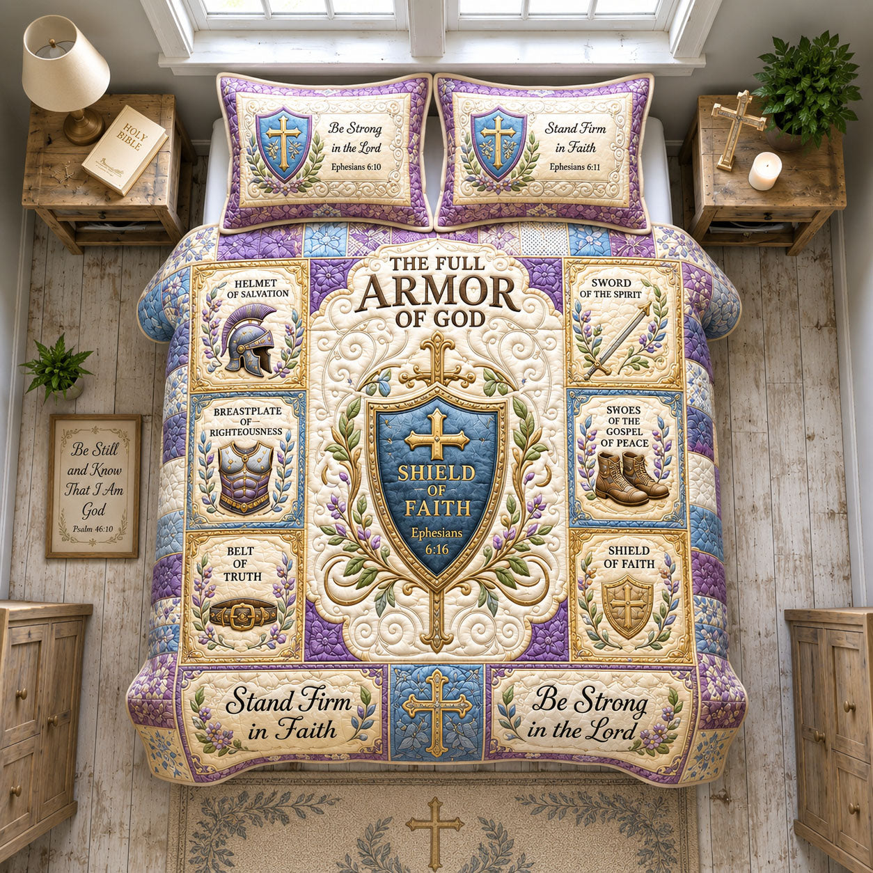 Graceful Shield Of Faith 3-Piece Quilted Bedding Set GFTOHNL1791