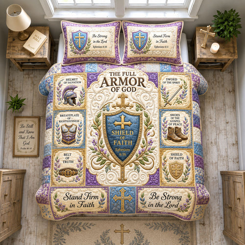 Graceful Shield Of Faith 3-Piece Quilted Bedding Set GFTOHNL1791