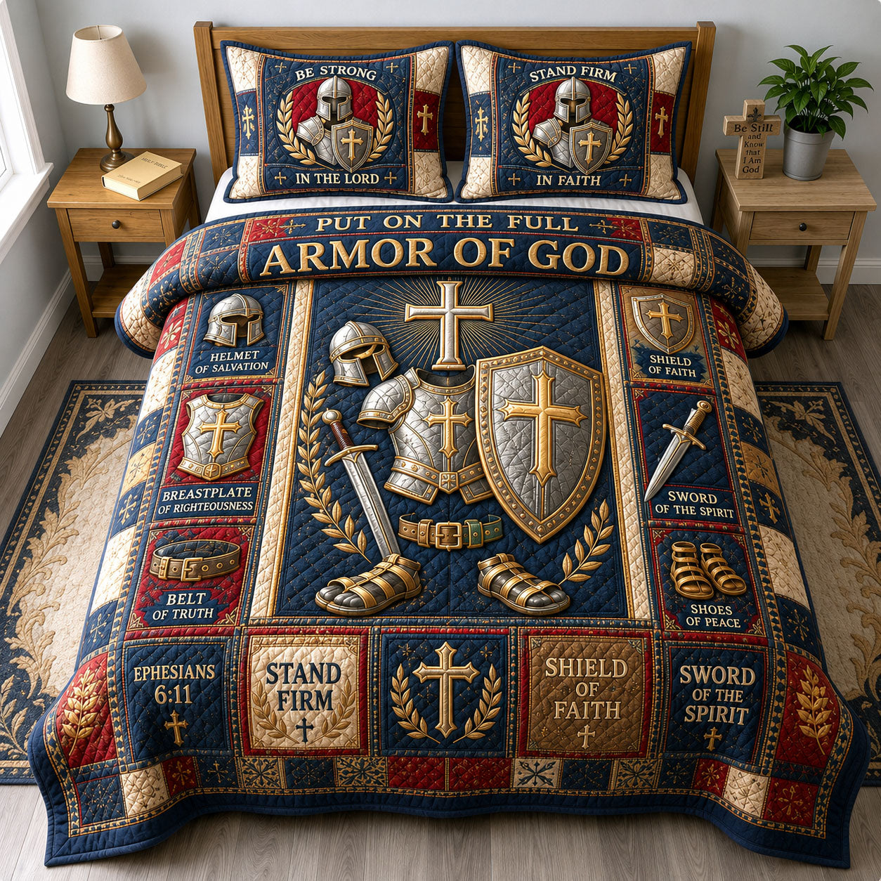 Warrior In Gods Armor 3-Piece Quilted Bedding Set GFTOHNL1792