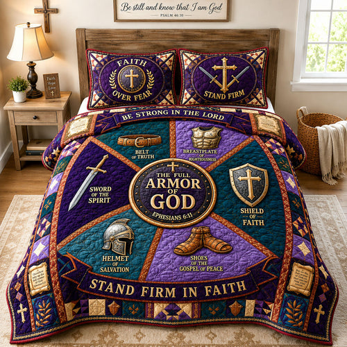 Faith Over Fear Armor 3-Piece Quilted Bedding Set GFTOHNL1793