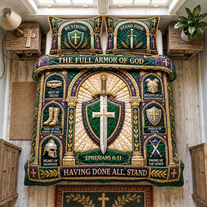 Emerald Fortress Of Faith 3-Piece Quilted Bedding Set GFTOHNL1795