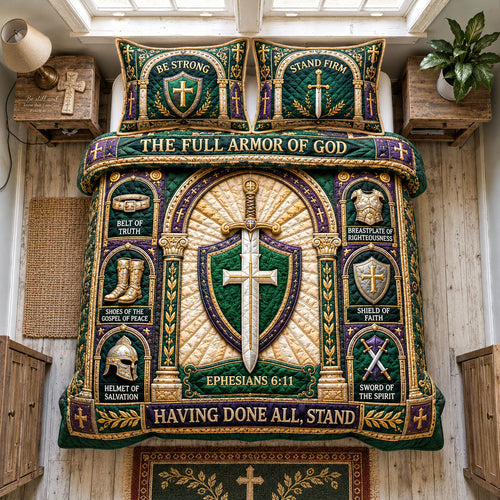 Emerald Fortress Of Faith 3-Piece Quilted Bedding Set GFTOHNL1795