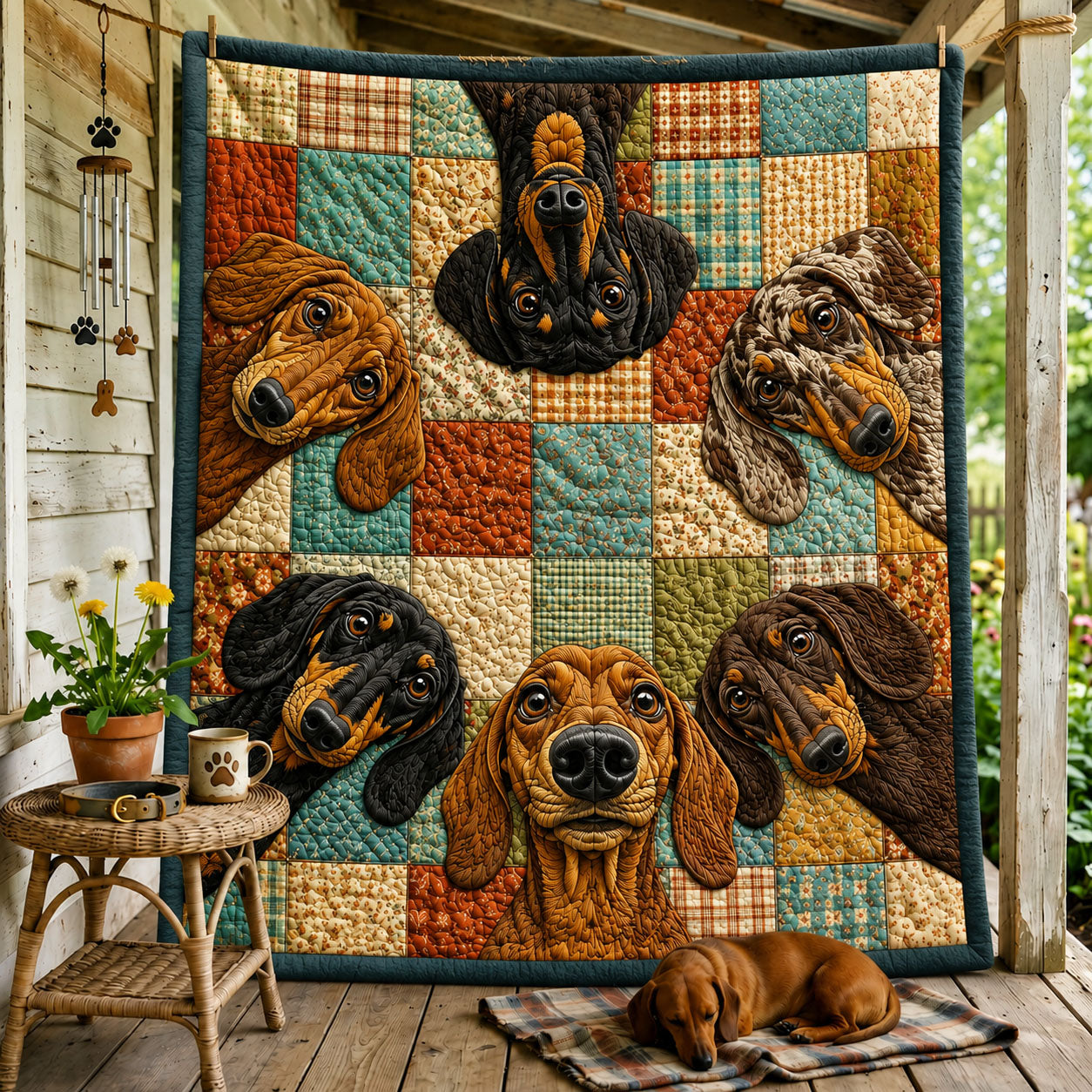 Dachshund Cozy Circle Quilted Blanket GFTOHNL1864