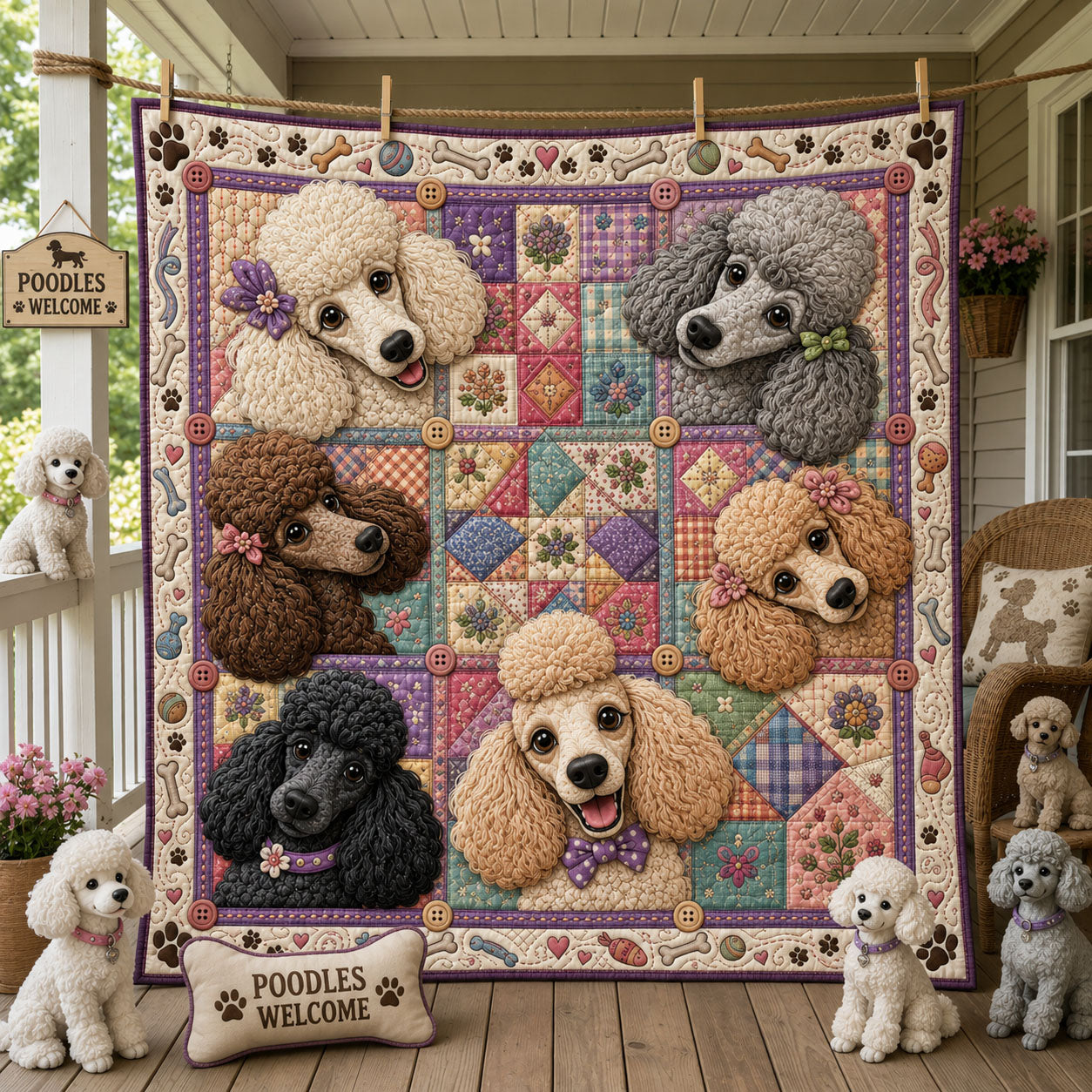 Poodle Garden Grace Quilted Blanket GFTOHNL1865