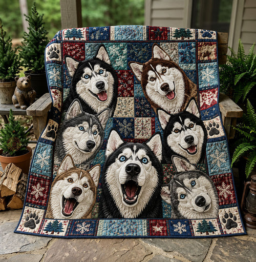 Husky Winter Chorus Quilted Blanket GFTOHNL1866