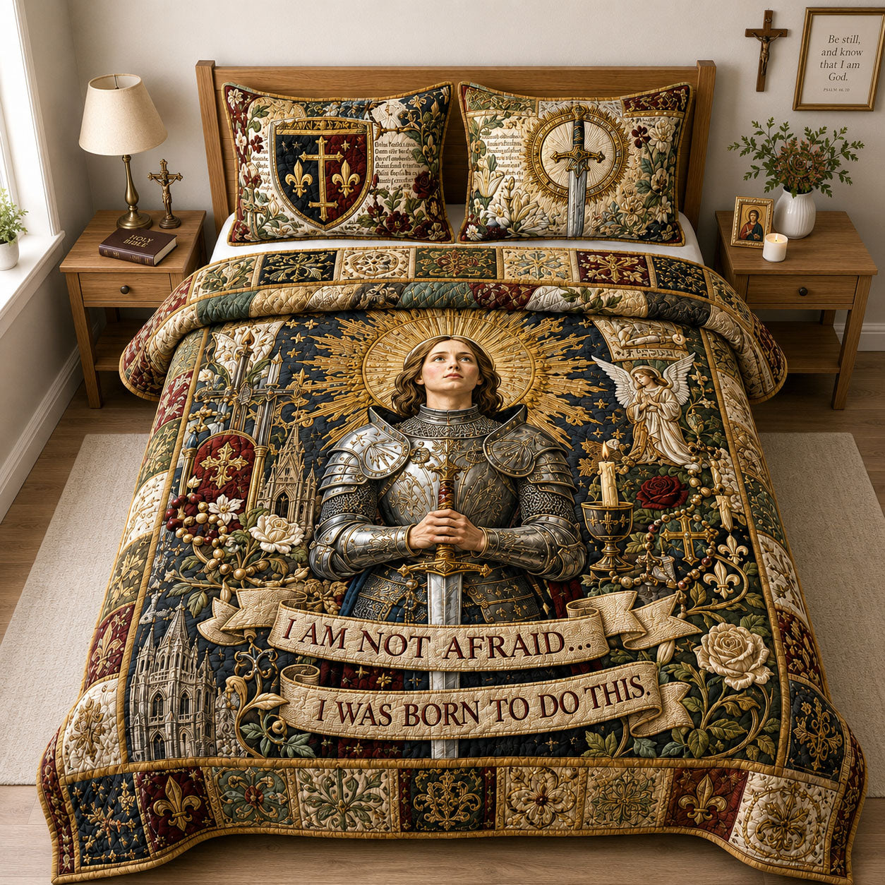 Born Without Fear Saint Joan Of Arc 3-Piece Quilted Bedding Set GFTOHNL1867
