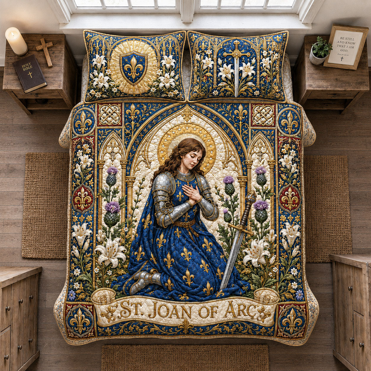 Saint Joan Of Arc Maid In Prayer 3-Piece Quilted Bedding Set GFTOHNL1869