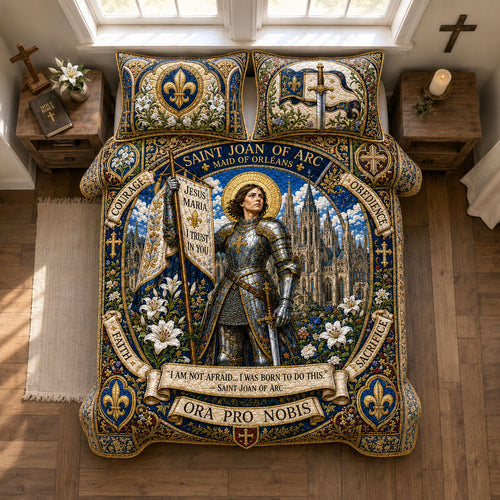 Saint Joan Of Arc Banner Of Faith 3-Piece Quilted Bedding Set GFTOHNL1870
