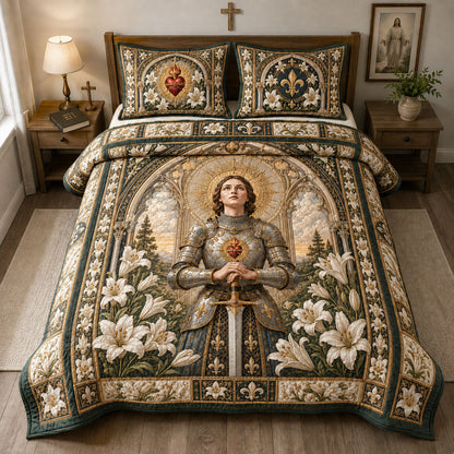 Sacred Heart Saint Joan Warrior 3-Piece Quilted Bedding Set GFTOHNL1871