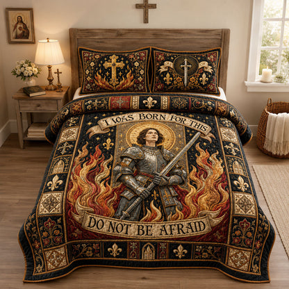 Saint Joan Through Fire Unafraid 3-Piece Quilted Bedding Set GFTOHNL1872