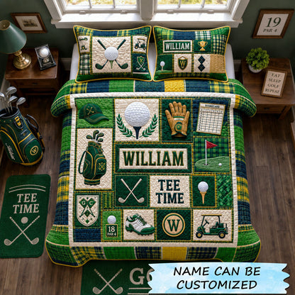 Classic Country Club Personalized Golf 3-Piece Quilted Bedding Set QTCUZ GFTOHNL1900