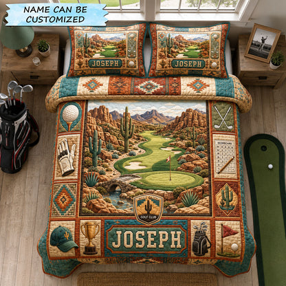 Desert Canyon Challenge Personalized Golf 3-Piece Quilted Bedding Set QTCUZ GFTOHNL1905
