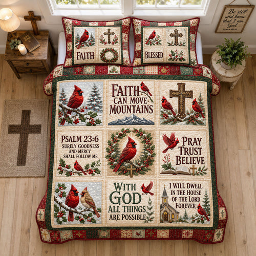Faith Moves Mountains 3-Piece Quilted Bedding Set GFTOHNL1938