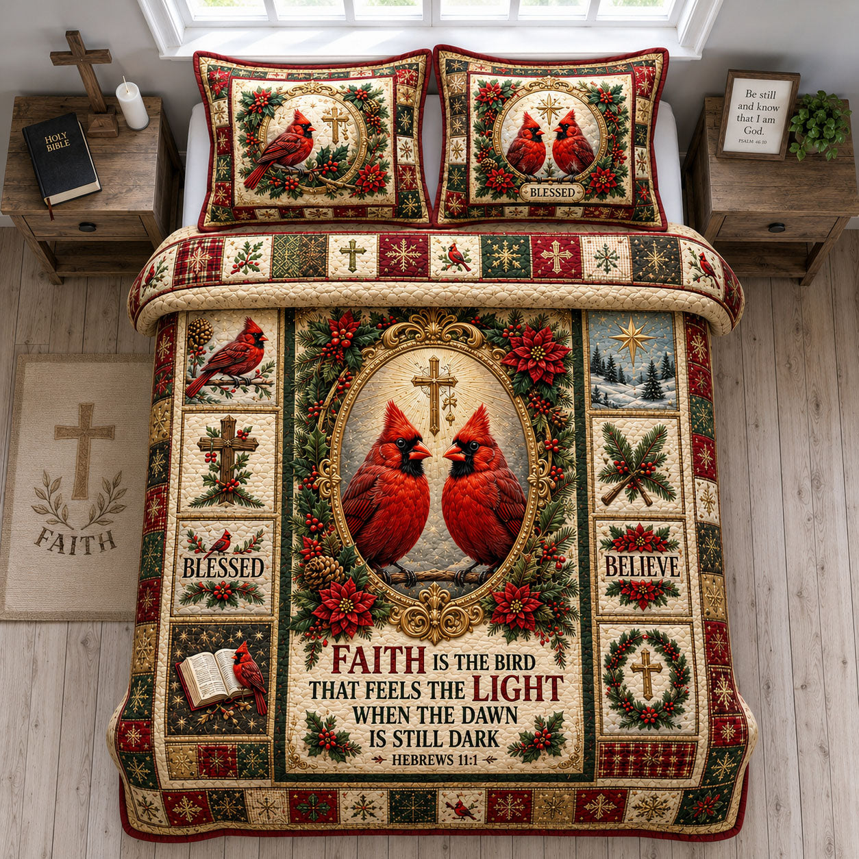 Faith Sees The Light 3-Piece Quilted Bedding Set GFTOHNL1940