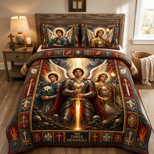 Three Heavenly Warriors 3-Piece Quilted Bedding Set GFTOHNL1967