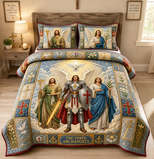 Three Holy Archangels 3-Piece Quilted Bedding Set GFTOHNL1968
