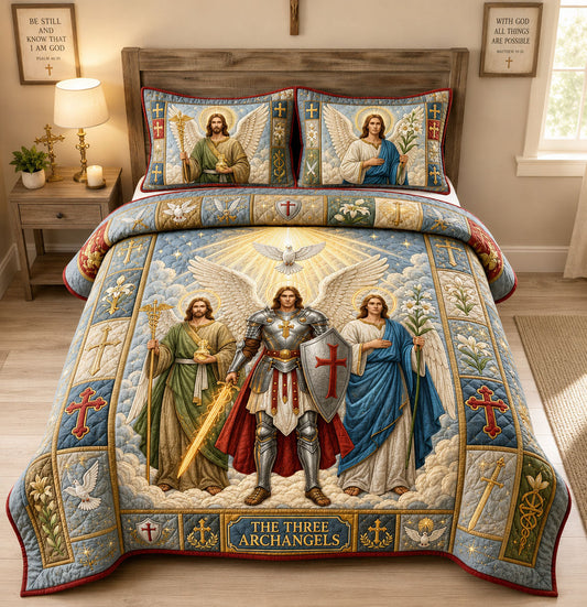Three Holy Archangels 3-Piece Quilted Bedding Set GFTOHNL1968