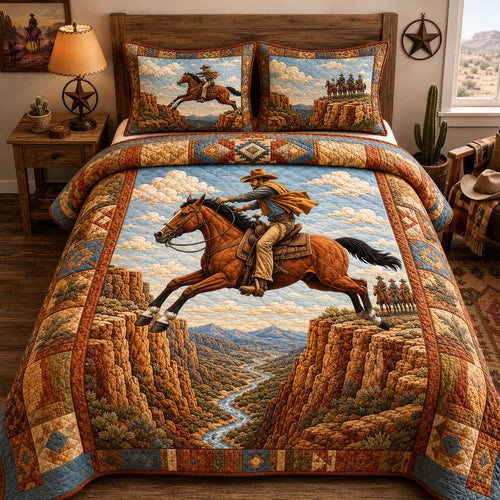 Canyon Leap Cowboy 3-Piece Quilted Bedding Set GFTOHNL1971
