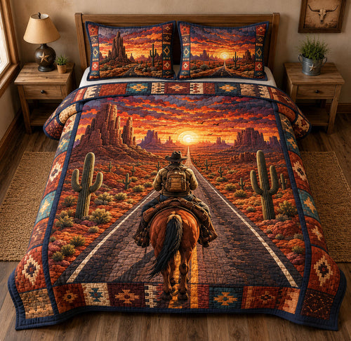 Sunset Trail Rider 3-Piece Quilted Bedding Set GFTOHNL1972