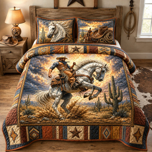 Desert Bronco Spirit 3-Piece Quilted Bedding Set GFTOHNL1974