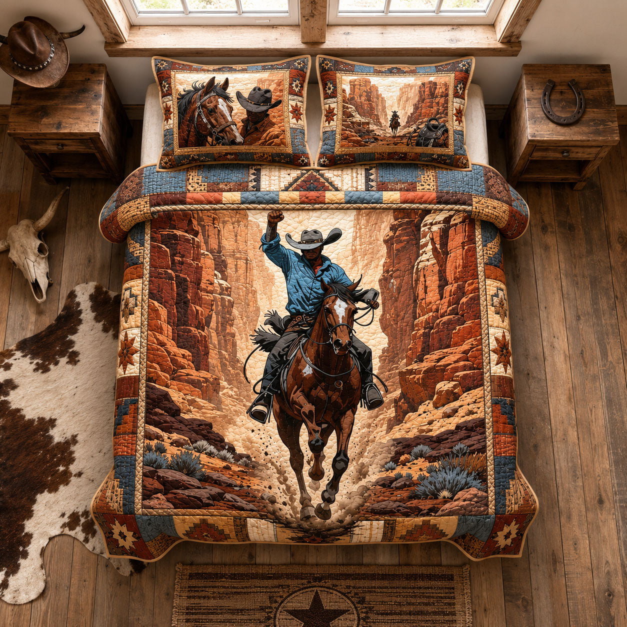 Canyon Rodeo Champion 3-Piece Quilted Bedding Set GFTOHNL1975