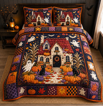 Haunted Harvest Cottage 3-Piece Quilted Bedding Set GFTOHNL2004