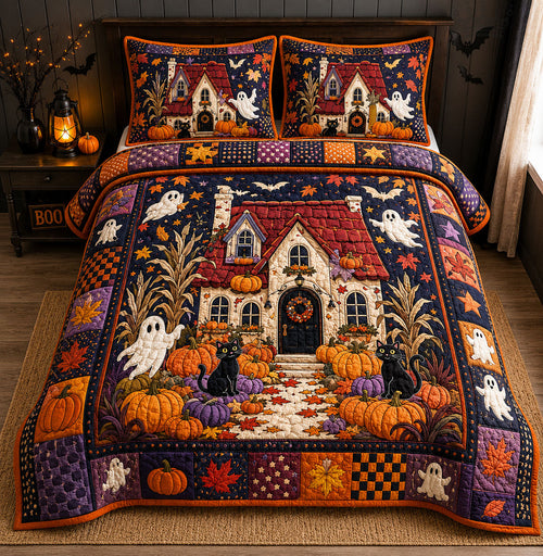 Haunted Harvest Cottage 3-Piece Quilted Bedding Set GFTOHNL2004