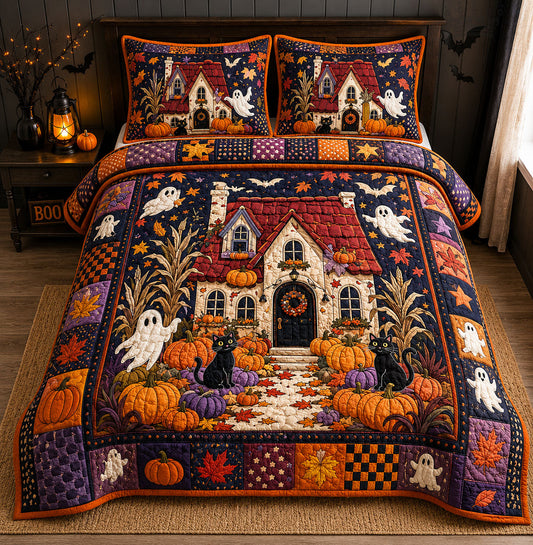 Haunted Harvest Cottage 3-Piece Quilted Bedding Set GFTOHNL2004