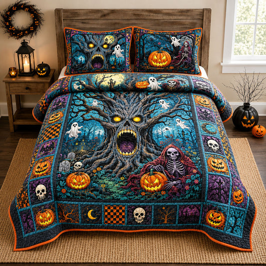 Screaming Haunted Tree 3-Piece Quilted Bedding Set GFTOHNL2006
