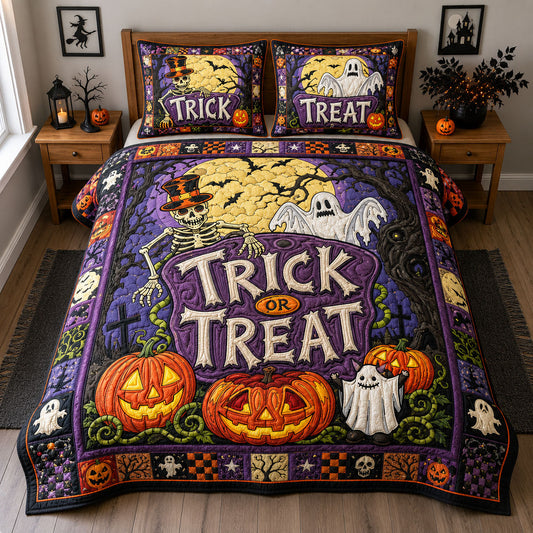 Trick Or Treat Graveyard 3-Piece Quilted Bedding Set GFTOHNL2007