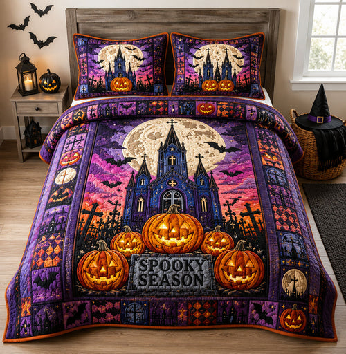Spooky Moonlight Cathedral 3-Piece Quilted Bedding Set GFTOHNL2009