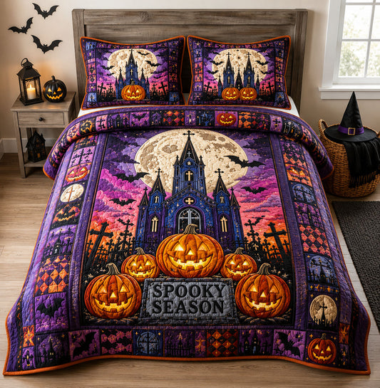 Spooky Moonlight Cathedral 3-Piece Quilted Bedding Set GFTOHNL2009