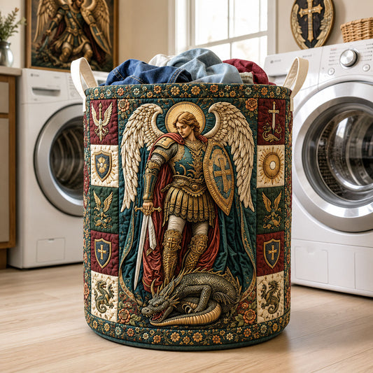 Archangel Michael Dragon Slayer Quilted Laundry Basket GFTOHNL2011