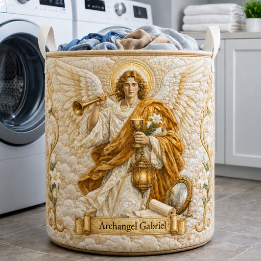 Archangel Gabriel Divine Messenger Quilted Laundry Basket GFTOHNL2012