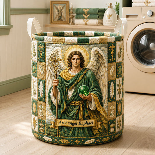 Archangel Raphael Healing Guardian Quilted Laundry Basket GFTOHNL2013