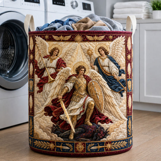 Heavenly Archangel Trinity Quilted Laundry Basket GFTOHNL2015