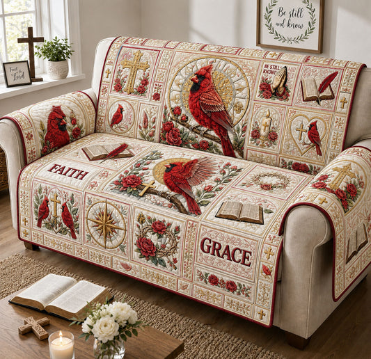 Cardinal Faith And Grace Quilted Sofa Cover GFTOHNL2022
