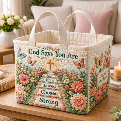 Faith Hope Loved Garden Path Quilted Storage Basket GFTOHNL2030