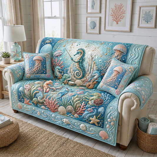 Deep Sea Jazz Quilted Sofa Cover GFTOHNL2064
