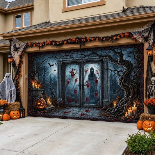 Bloody Haunted Door Garage Door Banner GFTOHNL2068