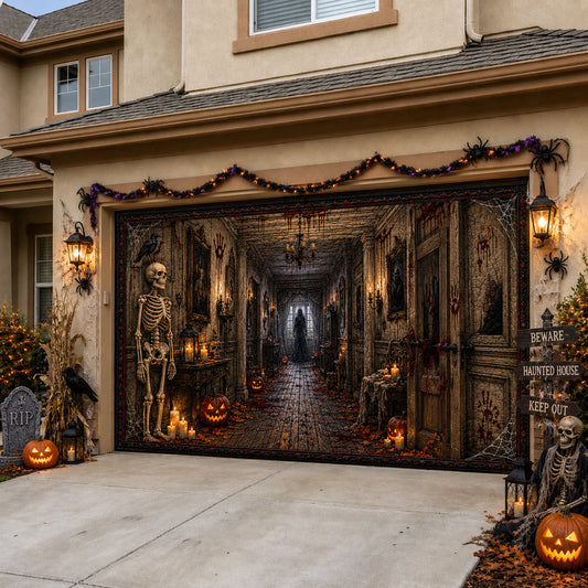 Haunted Hallway Garage Door Banner GFTOHNL2070