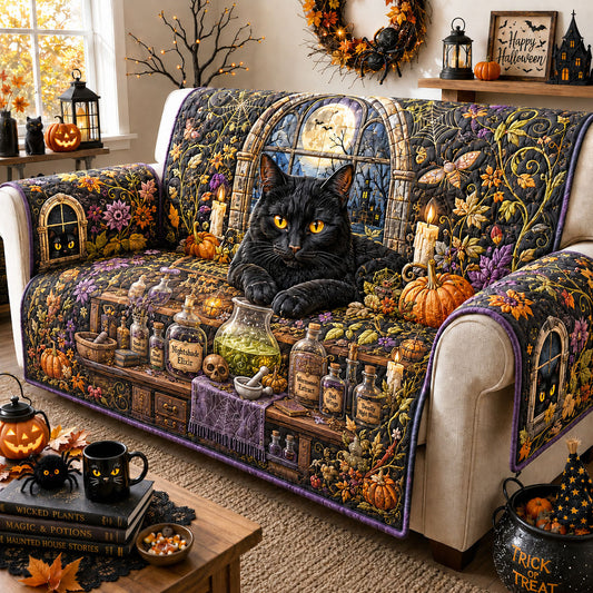 Witchcraft Potion Cat Workshop Quilted Sofa Cover GFTOHNL2097